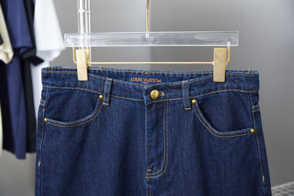250325 New high quality rope monogram embroidered denim shorts