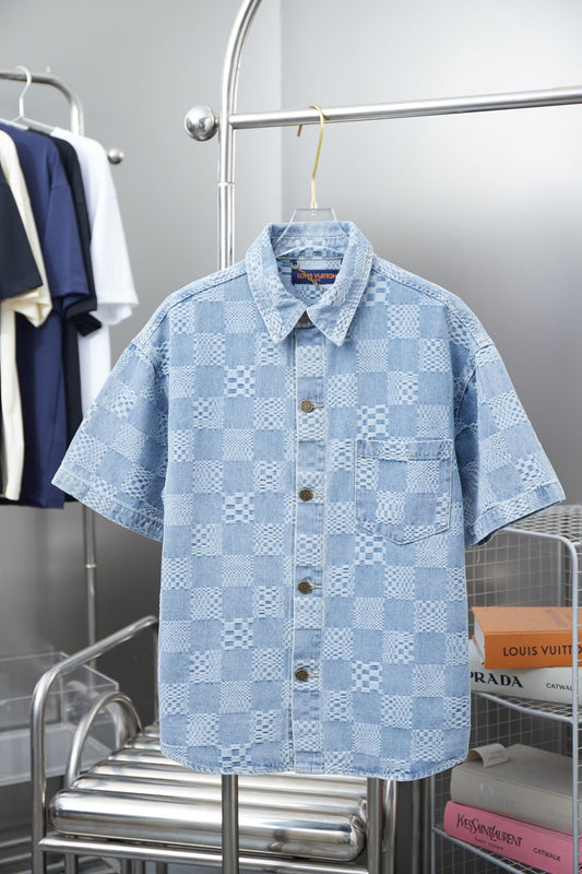 250404 New high-quality checkered denim signature polo vest