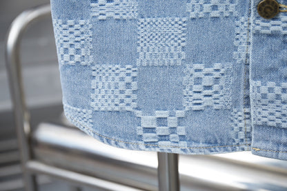 250404 New high-quality checkered denim signature polo vest