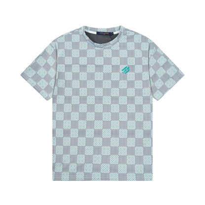 250404 New high-quality checkered style T-shirt