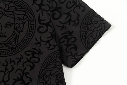 250404 New high-quality summer jacquard full-print T-shirt