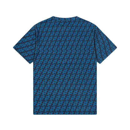 250404 New high-quality blue full-print knitted T-shirt