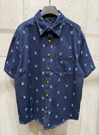 250404 New high-quality blue letter embroidered denim suit