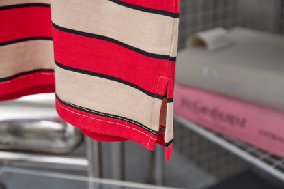 250404 New high-quality striped printed knitted POLO shirt