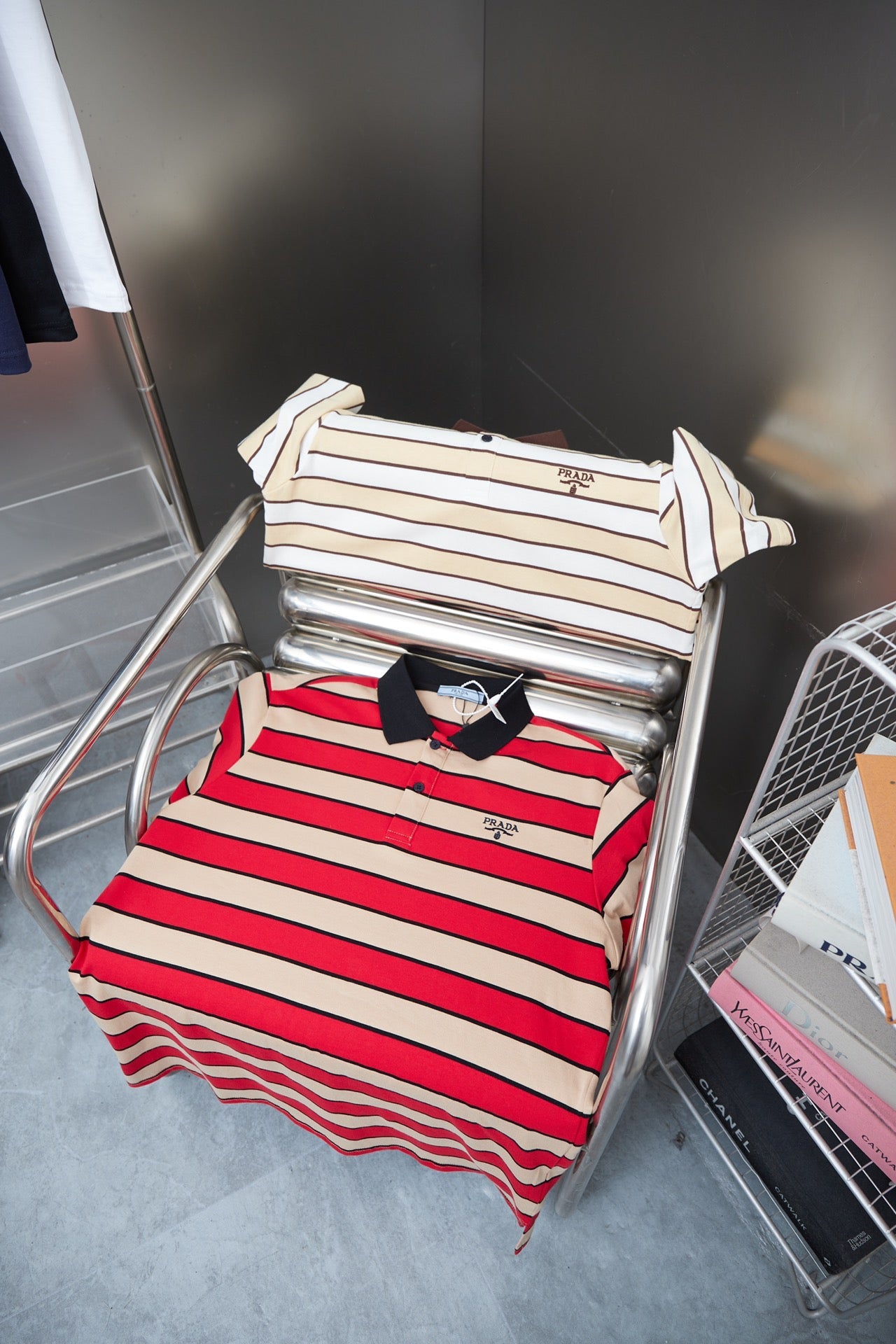 250404 New high-quality striped printed knitted POLO shirt
