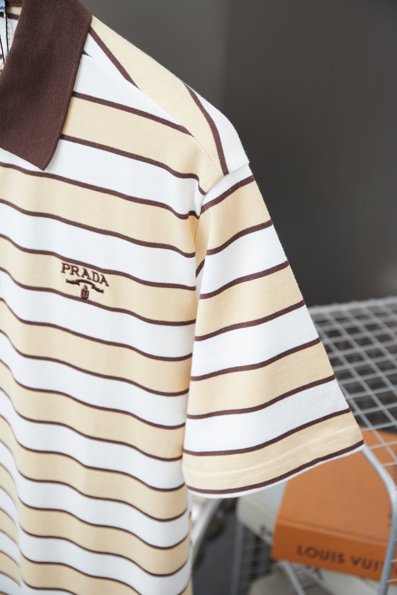 250404 New high-quality striped printed knitted POLO shirt