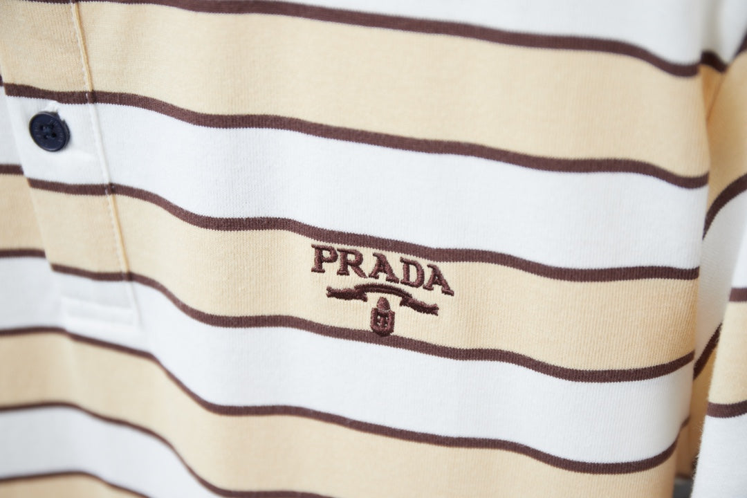 250404 New high-quality striped printed knitted POLO shirt