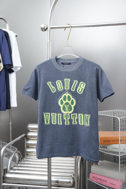 250404 New high-quality animal-printed knitted short sleeves