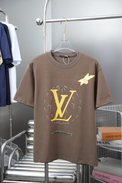 250404 New high-quality printed and diamond short-sleeved shirt