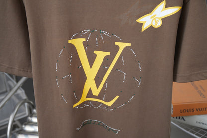 250404 New high-quality printed and diamond short-sleeved shirt