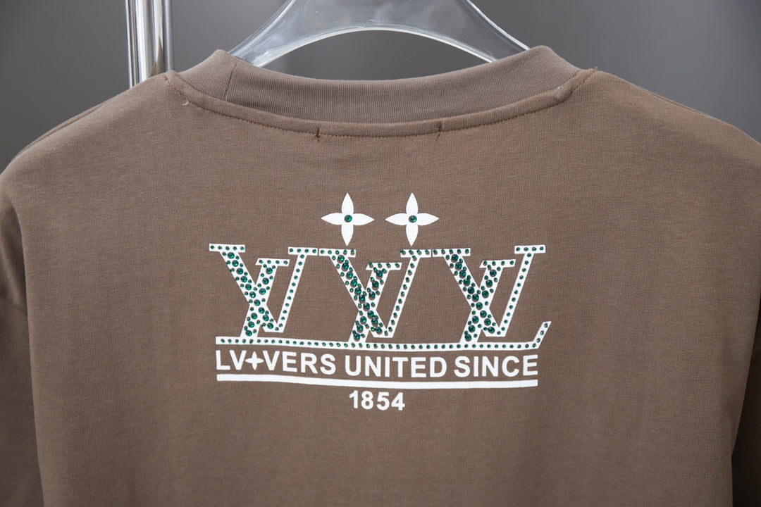 250404 New high-quality printed and diamond short-sleeved shirt