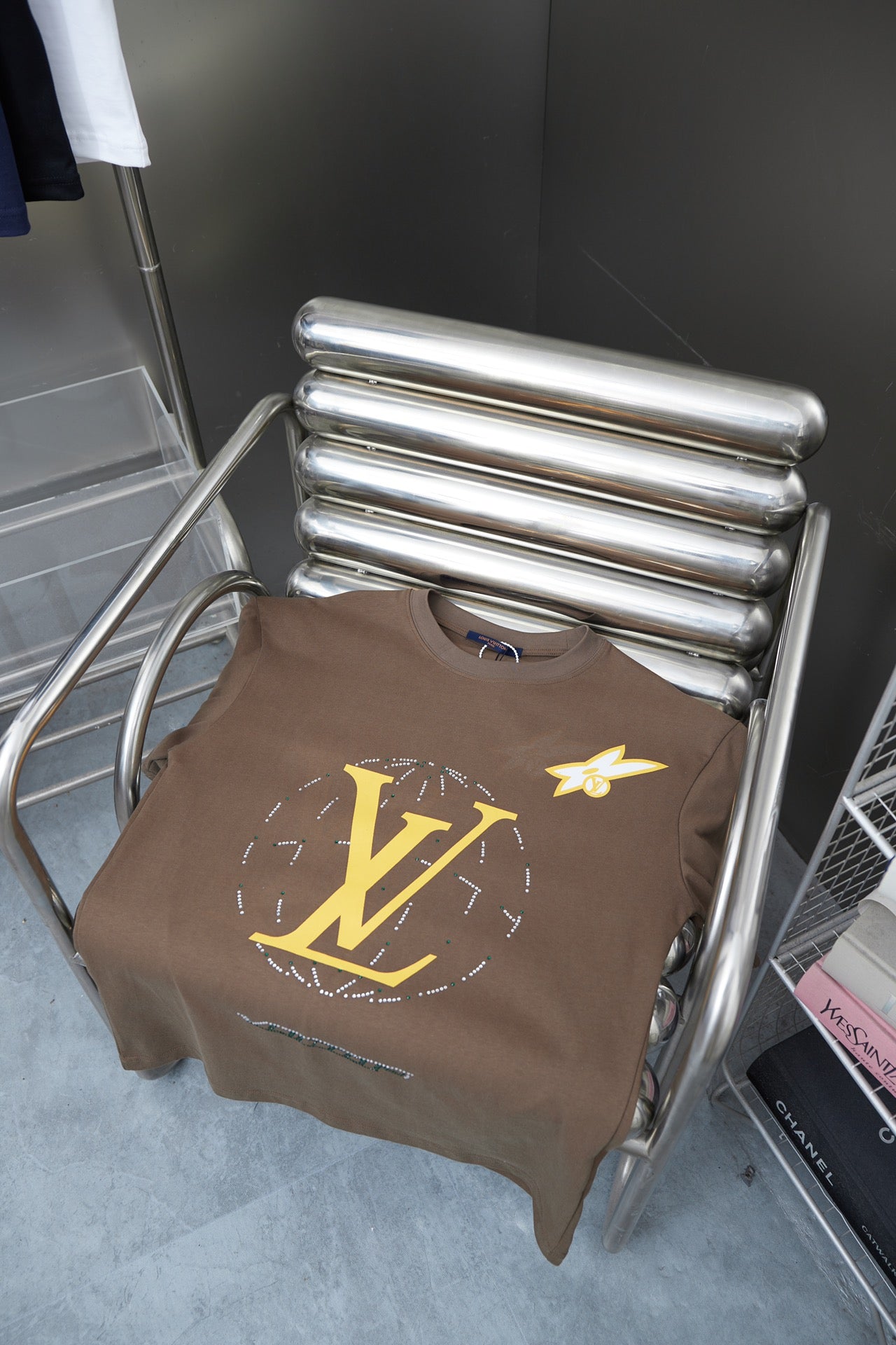 250404 New high-quality printed and diamond short-sleeved shirt