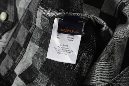 250404 New high-quality black checkered denim jacket