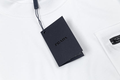 250408 New high-quality metal triangular label casual T-shirt