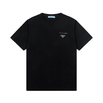 250408 New high-quality metal triangular label casual T-shirt