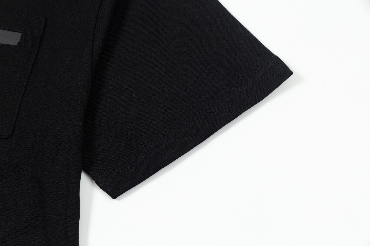 250408 New high-quality metal triangular label casual T-shirt