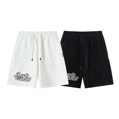 250408 New high-quality pocket jacquard printed knitted shorts