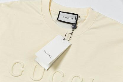 250408 New high-quality 3D embossed letter embossed T-shirt
