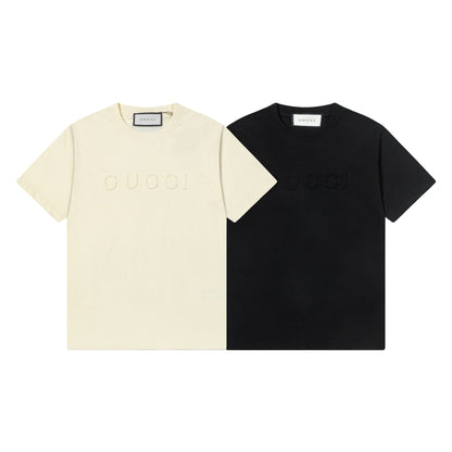 250408 New high-quality 3D embossed letter embossed T-shirt