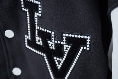 250408 New high-quality hollowed-out rhinestone patchwork sleeve jacket