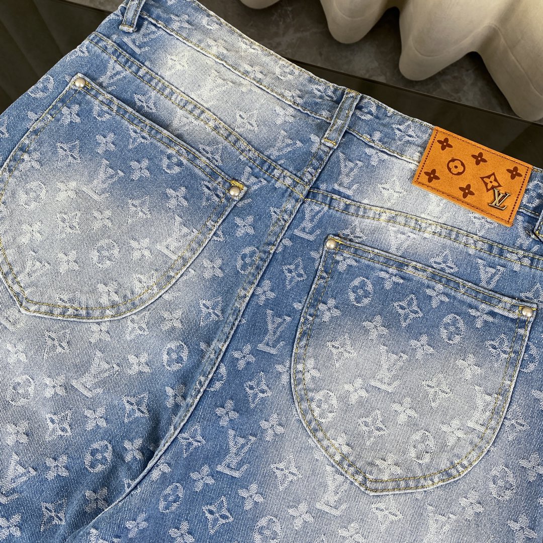 250408 New high-quality classic washed blue embossed jacquard jeans