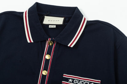 250408 New high-quality letter webbing with a color-matched collar POLO