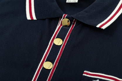 250408 New high-quality letter webbing with a color-matched collar POLO