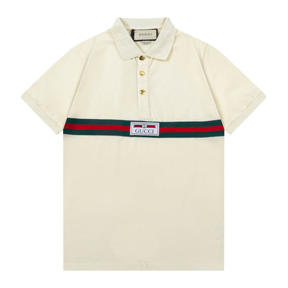250408 New high-quality letter webbing POLO shirt