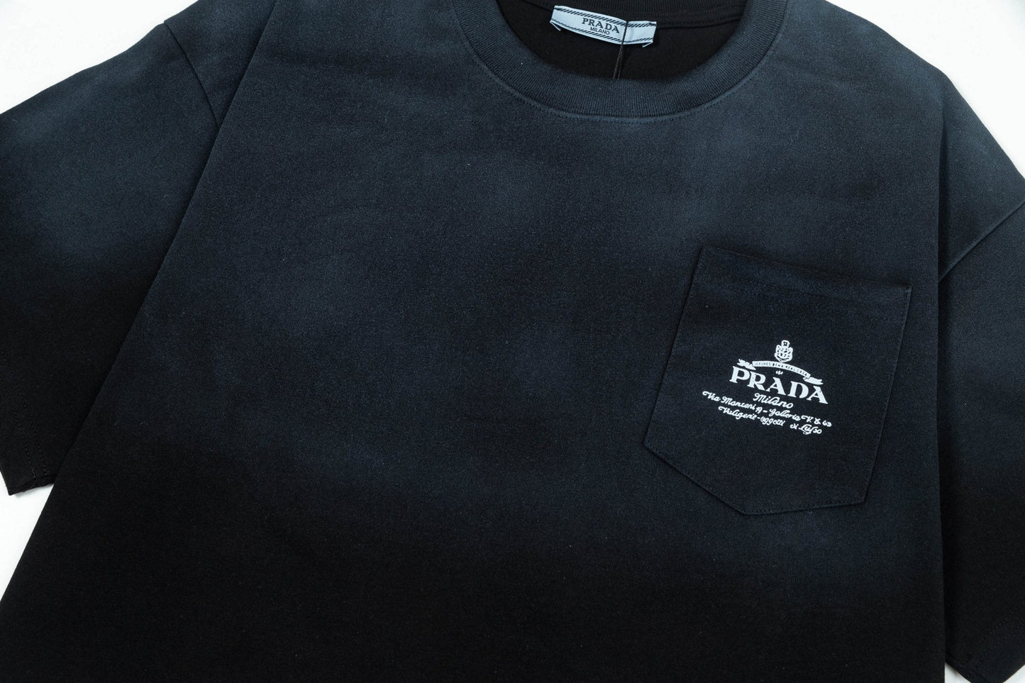 250408 New high-quality pocket letter hand-sprayed T-shirt