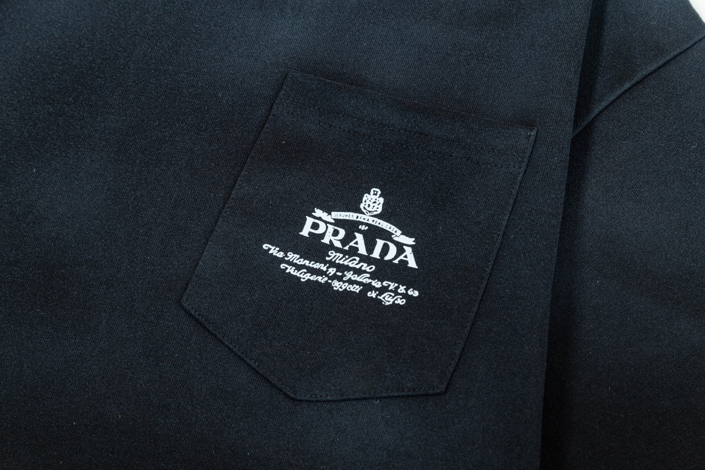 250408 New high-quality pocket letter hand-sprayed T-shirt