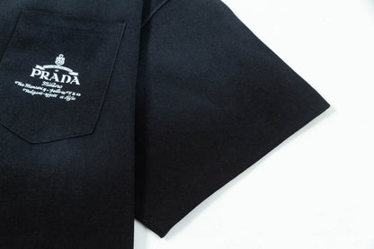 250408 New high-quality pocket letter hand-sprayed T-shirt