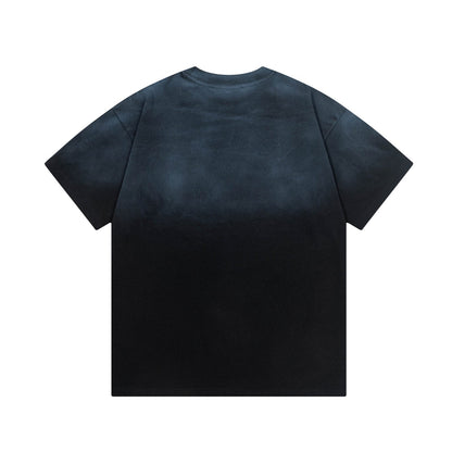 250408 New high-quality pocket letter hand-sprayed T-shirt