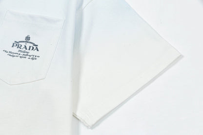 250408 New high-quality pocket letter hand-sprayed T-shirt
