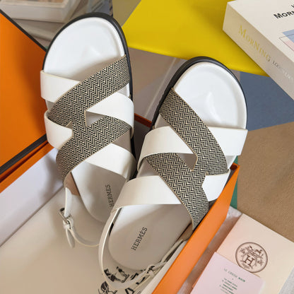 250501 New top-of-the-line simple cross-woven strap slippers