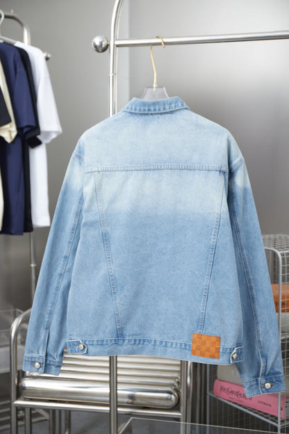 250513 New zipper-embroidered letter denim jacket