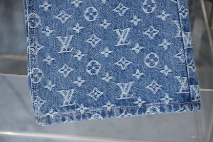 250513 Classic casual retro lettered denim trousers