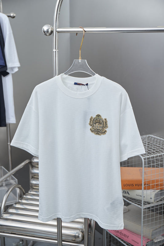 250513 New checkered jacquard crown embroidered T-shirt