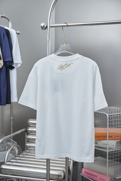 250513 New checkered jacquard crown embroidered T-shirt
