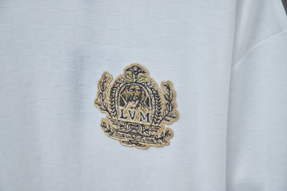 250513 New checkered jacquard crown embroidered T-shirt