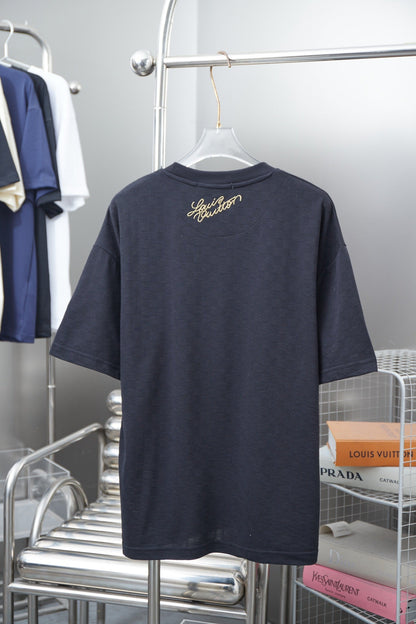 250513 New checkered jacquard crown embroidered T-shirt
