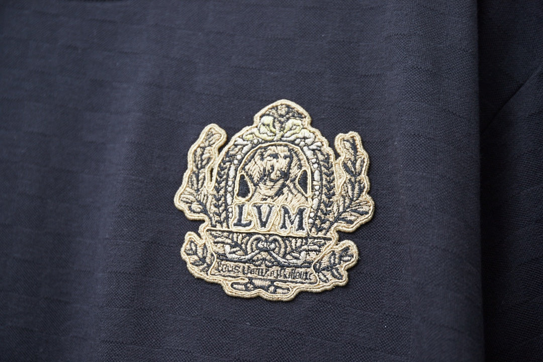 250513 New checkered jacquard crown embroidered T-shirt