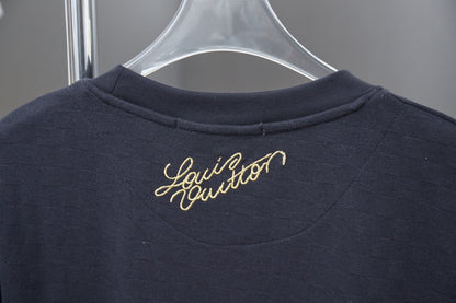 250513 New checkered jacquard crown embroidered T-shirt
