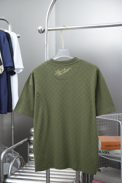 250513 New checkered jacquard crown embroidered T-shirt