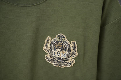 250513 New checkered jacquard crown embroidered T-shirt