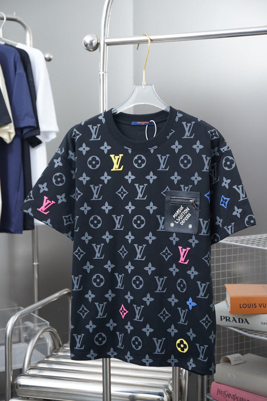 250513 New full-bottom printed veneered zipper T-shirt