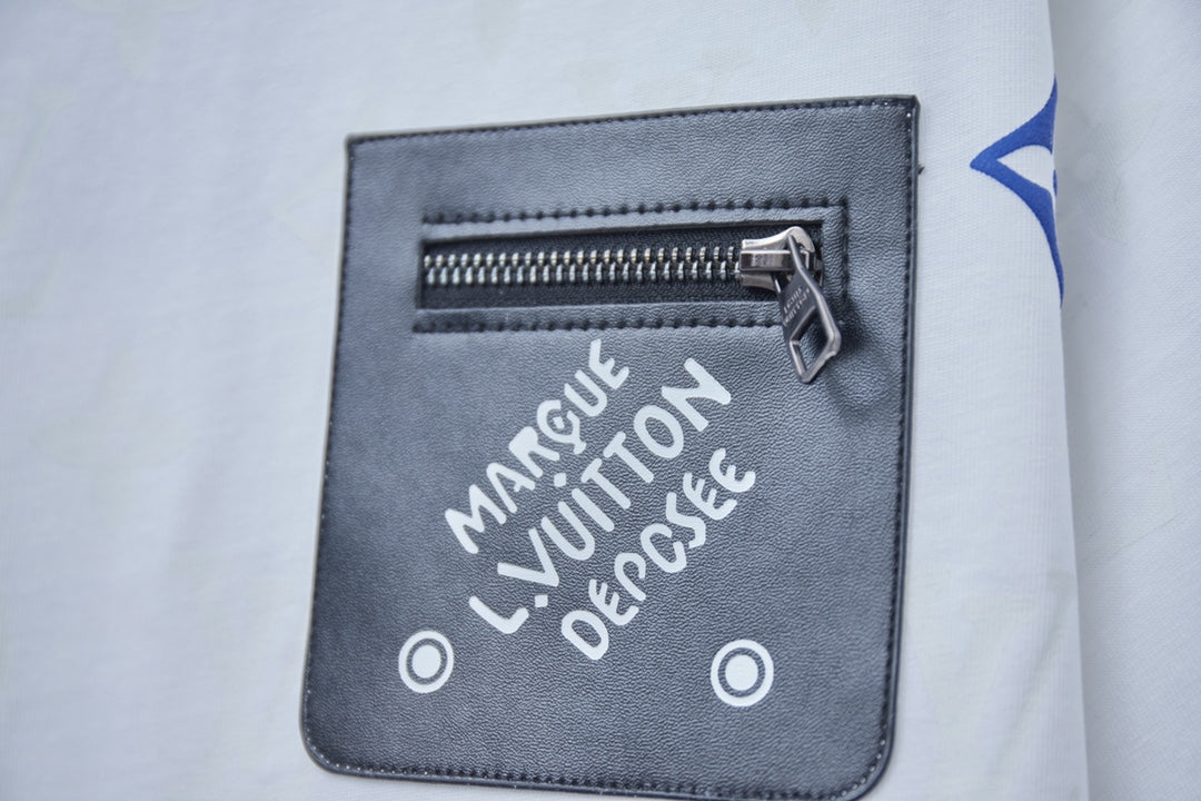 250513 New full-bottom printed veneered zipper T-shirt