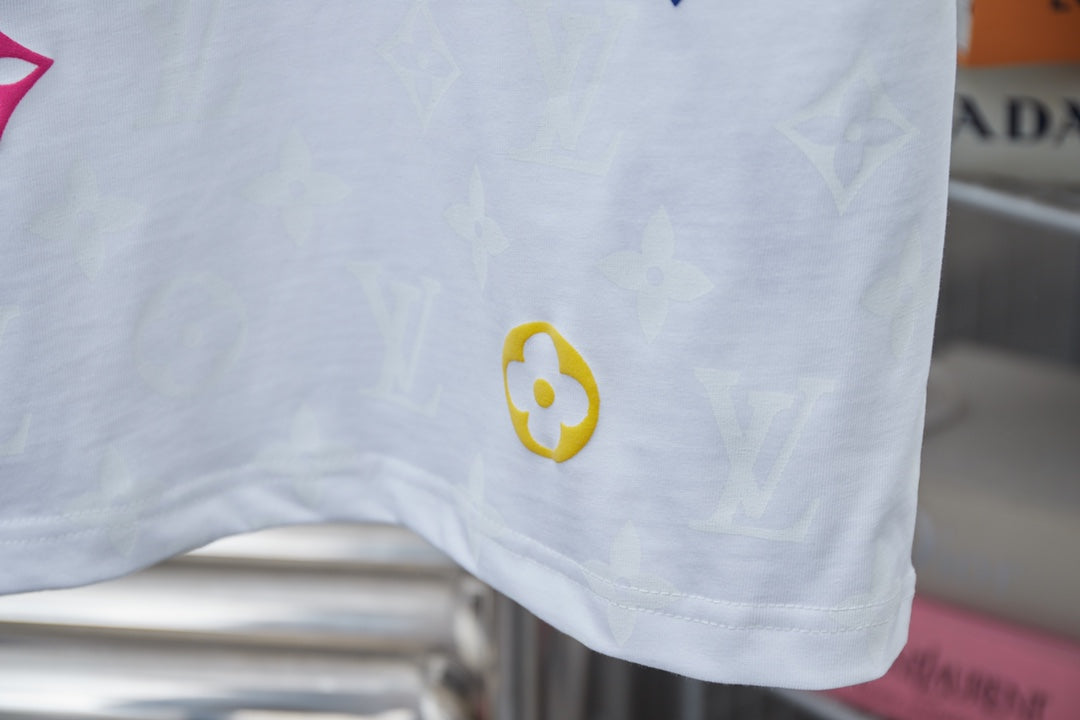 250513 New full-bottom printed veneered zipper T-shirt