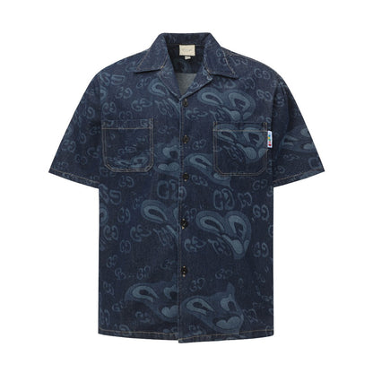 250520 New heart-shaped jacquard denim shirt