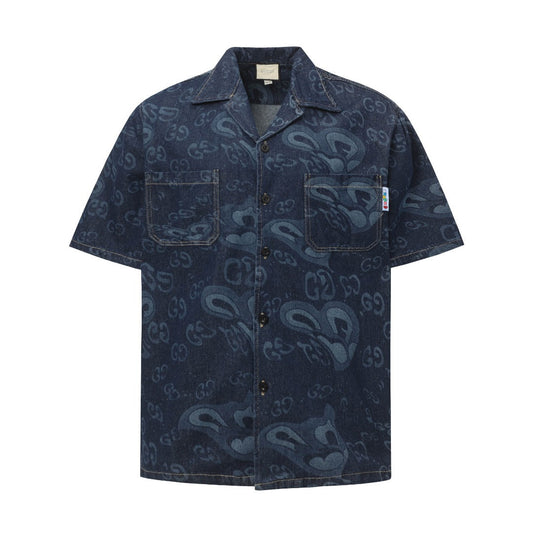 250520 New heart-shaped jacquard denim shirt