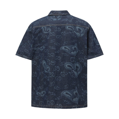 250520 New heart-shaped jacquard denim shirt